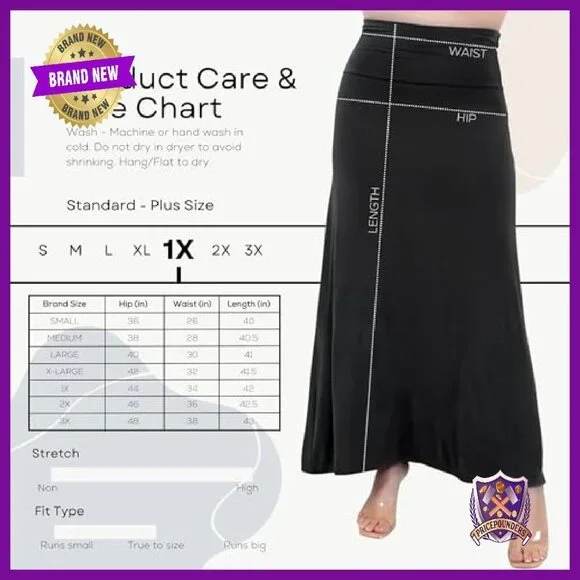 Soft Stretchy Rayon Maxi Skirt High Waist Flowy Boho Casual Dressy